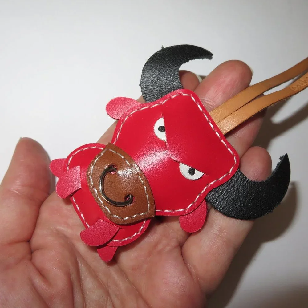 Cool Leather Bull Key Ring Key Fob Bag Charm